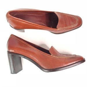 Antonio Melani Leather Heeled Loafer Pump
